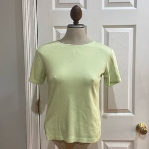 JM Collection short sleeve lime green top cotton stretch jersey pullover women S